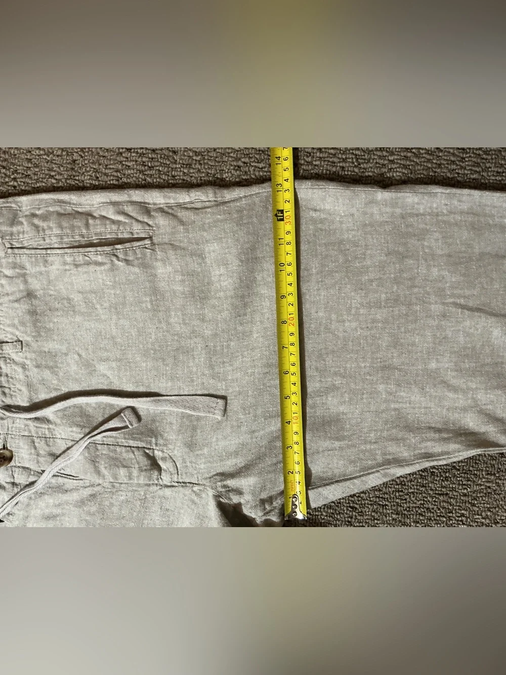 Perry Ellis Men's Linen Blend Drawstring Casual Pants Beige 38